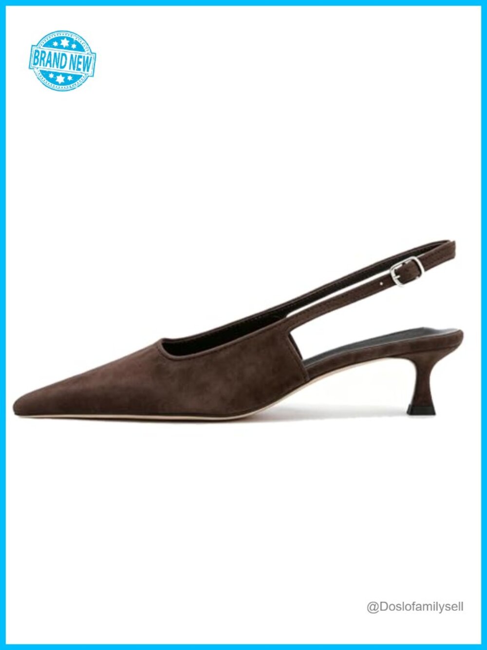 Slingback Kitten Heels Pointed Toe Low Heel Pumps Synthetic Suede